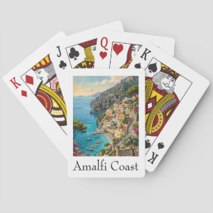 Retro Amalfi Coast Italy Vintag Travel Art Print Playing Cards