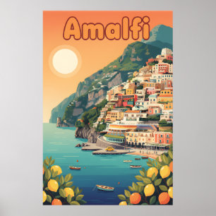 Retro Amalfi Coast : Mid-Century Travel Poster