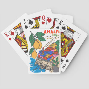 Retro Amalfi Italy Mediterranean Art Handdrawn  Playing Cards