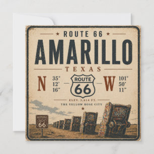 Retro Amarillo Route 66 Postcard Art