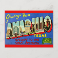 Retro Amarillo TX Postcard