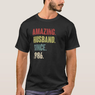 Retro Amazing Husband Since 1986 36 Wedding Aniver T-Shirt