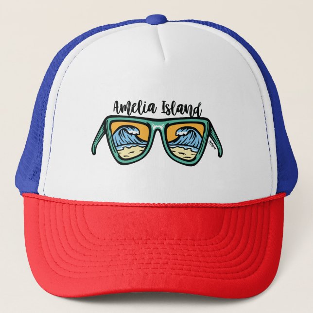 Retro Amelia Island Beach on both sides Trucker Hat (Front)