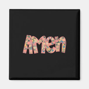 Retro Amen Floral Coquette Bow Jesus Girl Women Ha Magnet