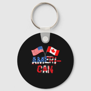 Retro Ameri-can Canada Usa Flag Patriotic Canadian Key Ring