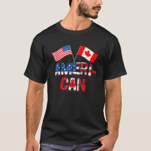 Retro Ameri Can Canada USA Flag Patriotic Canadian T-Shirt