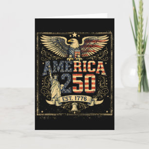 Retro America 250 Eagle Liberty Bell Patriotic Art Card