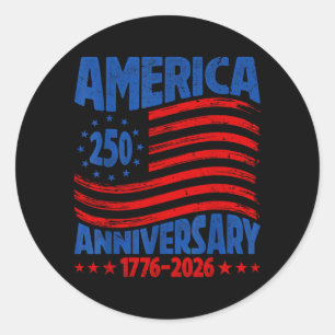 Retro America 250th Anniversary 1776 2026 USA Classic Round Sticker