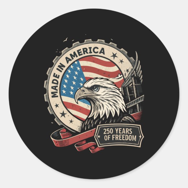 Retro America 250th Birthday Anniversary Grunge Us Classic Round Sticker (Front)