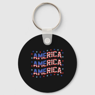 Retro America 4th Of July American Flag Patriotic Key Ring