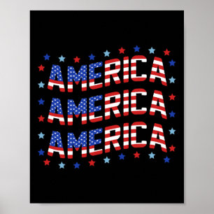 Retro America 4th Of July American Flag Patriotic Poster