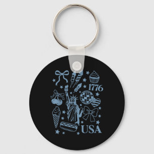 Retro America Coquette Preppy 4th Of July Girly Me Key Ring