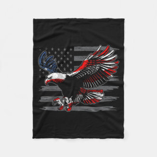 Retro America Flag Eagle Independence Day Party _ Fleece Blanket