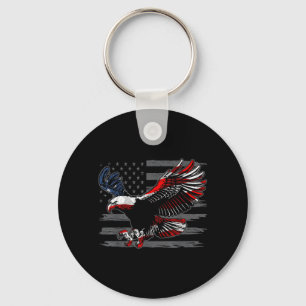 Retro America Flag Eagle Independence Day Party _ Key Ring