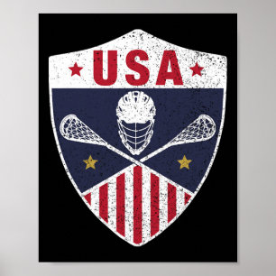 Retro America Lacrosse I Proud Usa Lax Player Jers Poster