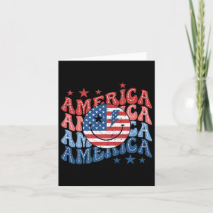 Retro America Smile Face American Flag Patriotic 4 Card