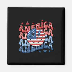Retro America Smile Face American Flag Patriotic 4 Magnet