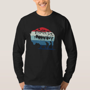 Retro American Bison Silhoutte Buffalo Bison Lover T-Shirt