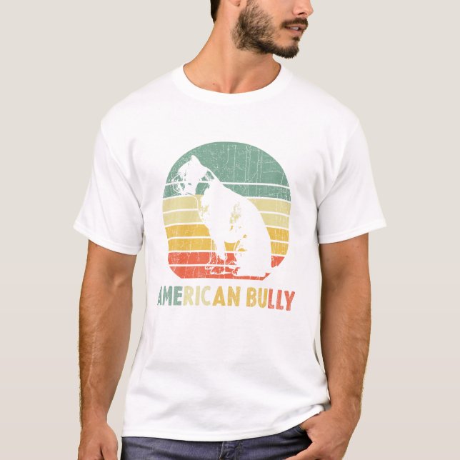 Retro American Bully T Shirt Pitty Pitties Bulldog (Front)