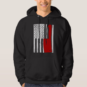 Retro American Butcher USA Flag Vintage Meat Cleav Hoodie
