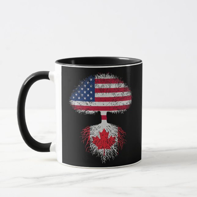 Retro American Canadian Flag Tree Roots Canada Mug (Left)
