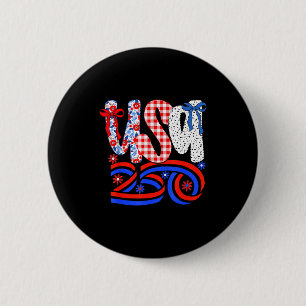 Retro American Coquette Bow 250 Flag Tee, 4th Of J 6 Cm Round Badge