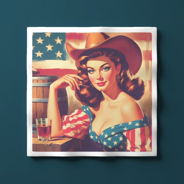 Retro American Cowgirl Pinup Napkin (Creator Uploaded)