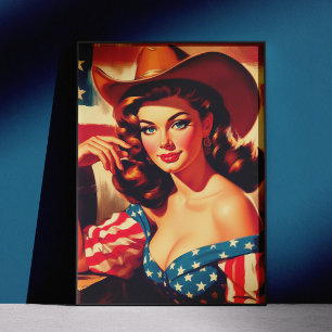 Retro American Cowgirl Pinup Poster