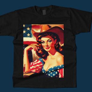 Retro American Cowgirl Pinup T-Shirt