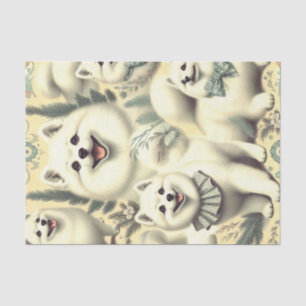 Retro American Eskimo Illustration Tissue Paper