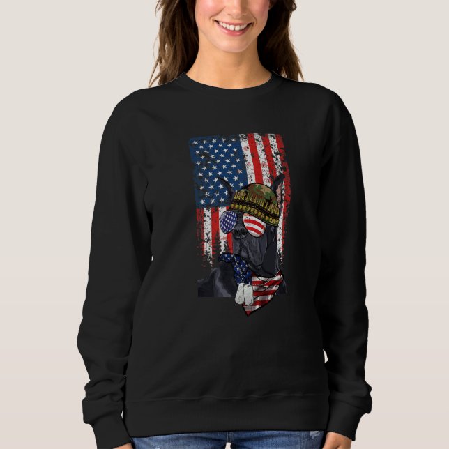 Retro American Flag 4th of July Great Dane Veteran Sweatshirt (Front)