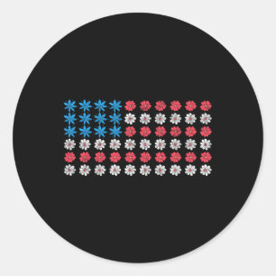 Retro American Flag 4th Of July Patriotic Daisy Fl Classic Round Sticker