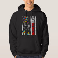 Retro American Flag Autism Big Brother Bear Awaren
