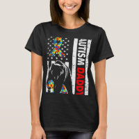 Retro American Flag Autism Daddy Bear Awareness Fa