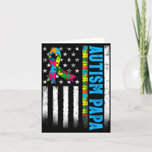 Retro American Flag Autism Papa Design Card
