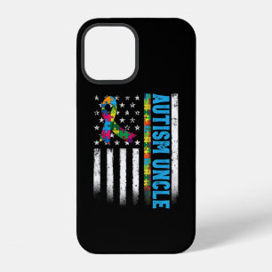 Retro American Flag Autism Uncle Awareness iPhone 12 Case