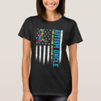 Retro American Flag Autism Uncle Awareness T-Shirt