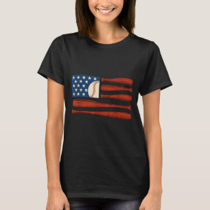 Retro American Flag Baseball 4th of July Baseball T-Shirt