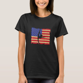 Retro American Flag Baton Twirling Twirler Majoret T-Shirt
