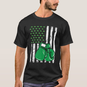 Retro American Flag Boxing Sport St. Patrick's Day T-Shirt