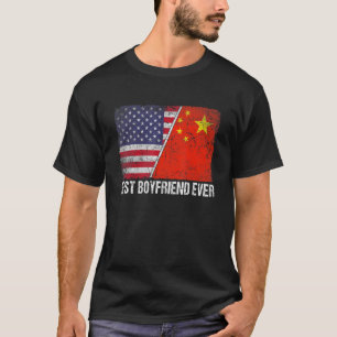 Retro American Flag China Flag Best Boyfriend Ever T-Shirt