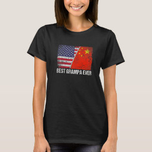 Retro American Flag China Flag Best Grampa Ever Fa T-Shirt