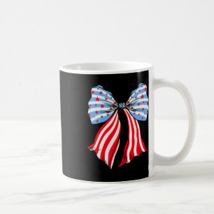 Retro American Flag Coquette Bow Patriotic 4th Of Coffee Mug