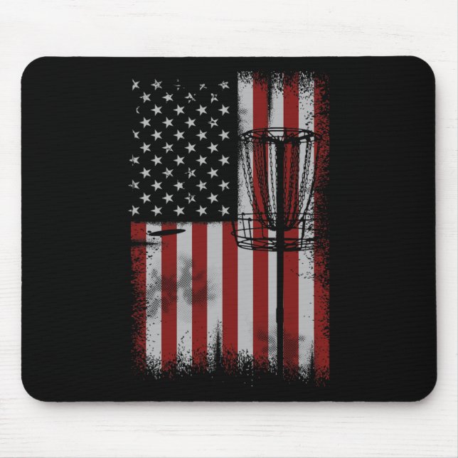 Retro American Flag Disc Golf Gift For Men Disc Go Mouse Pad (Front)