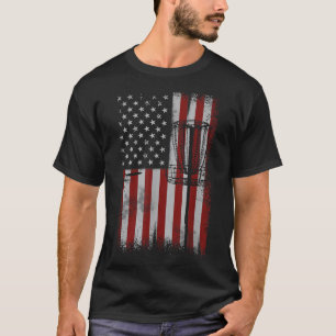 Retro American Flag Disc Golf Gift for Men Disc Go T-Shirt