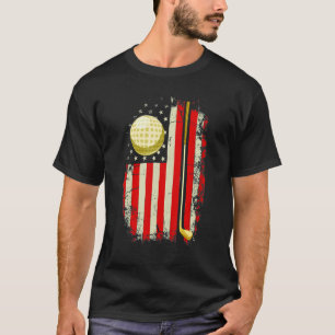 Retro American Flag Golf   For Golfer   Golf Club T-Shirt