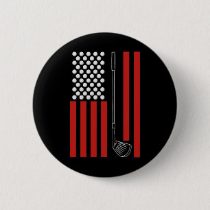 Retro American Flag Golf Gift For Golfer Funny Gol 6 Cm Round Badge