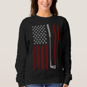 Retro American Flag Golf Gift for Golfer Funny Gol Sweatshirt