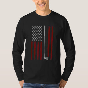 Retro American Flag Golf Gift for Golfer Funny Gol T-Shirt