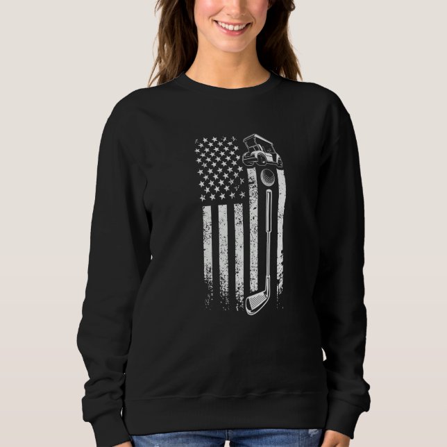 Retro American Flag Golf - Gift for Golfer - Funny Sweatshirt (Front)